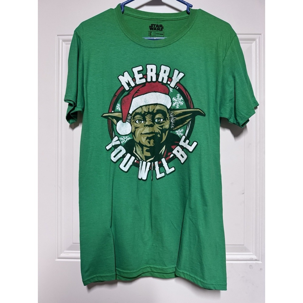 Star Wars Yoda Merry You Will Be Graphic Christmas TShirt Mens Sz Small